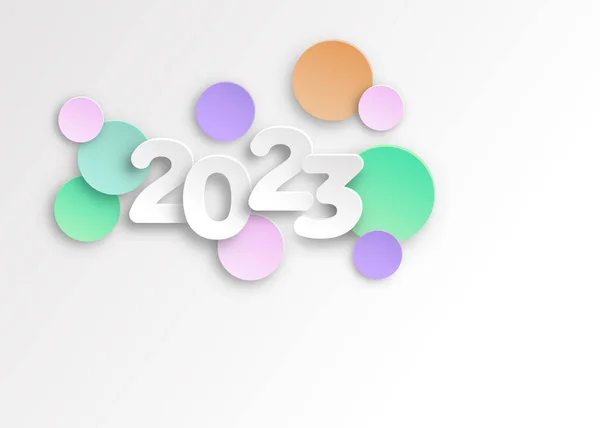 Yeni Yıl 2023 Kağıt Rakamları Hassas Renklerle Keser Dekoratif Tebrik — Stok Vektör