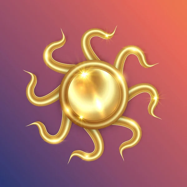 Icono Logotipo Lujo Gold Sun Estallido Sol Dorado Abstracto Aislado — Vector de stock