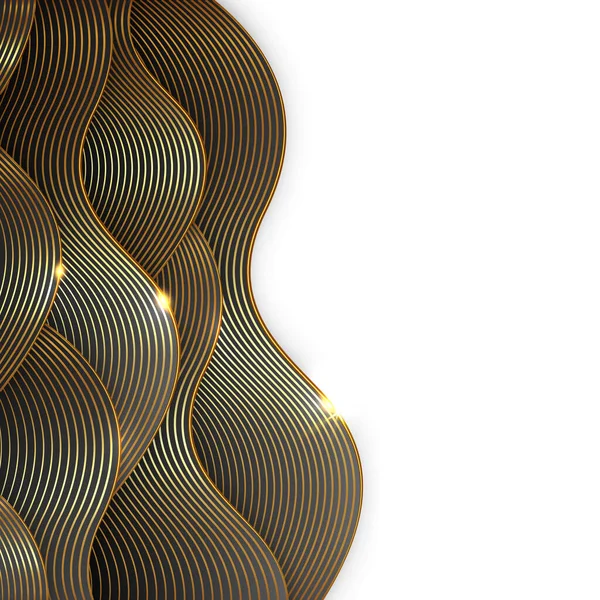 Abstrakte Glänzende Farbe Gold Welle Design Element Goldene Linien Muster — Stockvektor