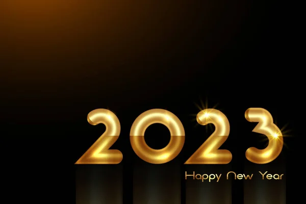 2023 Dourado Negrito Números Feliz Ano Novo Tema Natal Modelo — Vetor de Stock