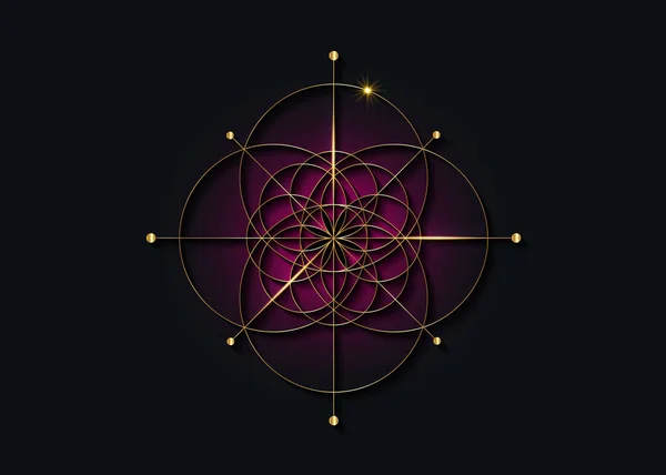 Arany Szent Geometria Élet Magja Szimbólum Logó Ikon Geometrikus Misztikus — Stock Vector