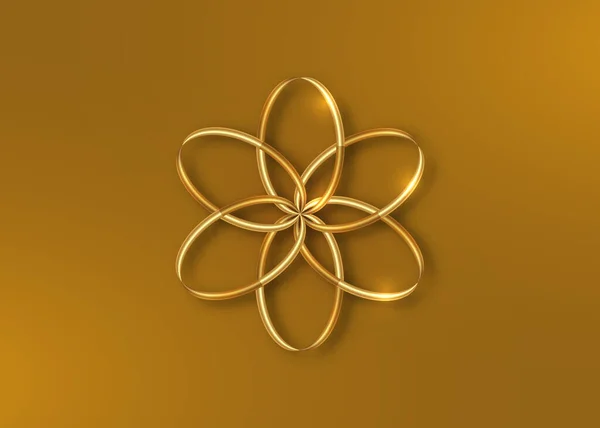 Oro Mandala Flor Loto Semilla Vida Símbolo Geometría Sagrada Icono — Archivo Imágenes Vectoriales