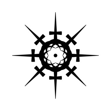 Esrarengiz mistik haçlar, kaos mandala savaş sembolü. Masonik kutsal geometri, siyah dövme işareti. Tapınak savaşçılarının dini sembolü. Vektör illüstrasyonu beyaz arkaplanda izole edildi 
