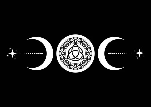 Tripla Lua Religiosa Sinal Wiccan Logotipo Wicca Triquetra Símbolo Neopaganismo —  Vetores de Stock