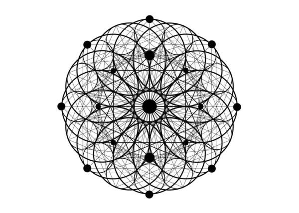 Frö Liv Symbol Helig Geometri Logotypikon Geometrisk Mystisk Mandala Alkemi — Stock vektor