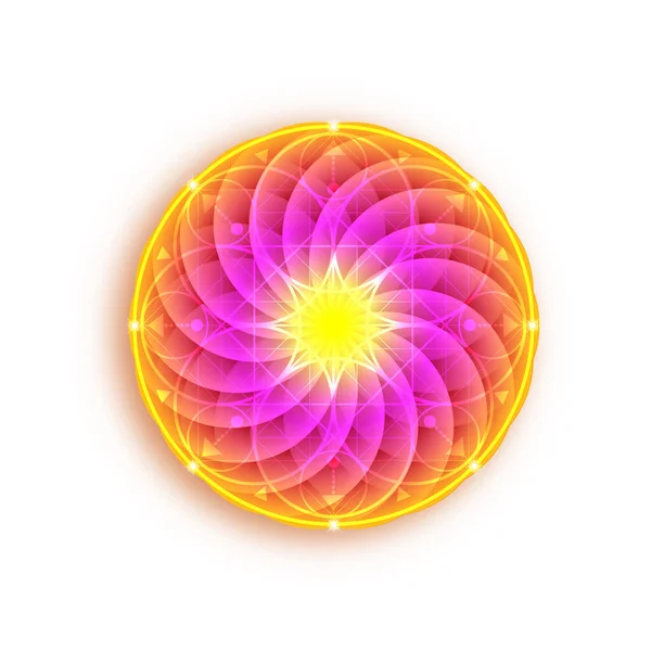 Floarea Lotus Colorată Vieții Geometrie Sacră Simbolul Florii Indiene Strălucitoare — Vector de stoc