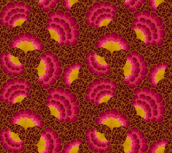 Motifs Fleurs Colorées Sans Couture Tissu Imprimé Cire Africaine Ornement — Image vectorielle