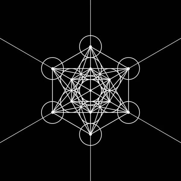 Metatronová Kostka Květ Života Posvátná Geometrie Grafický Prvek Vektor Izolované — Stockový vektor