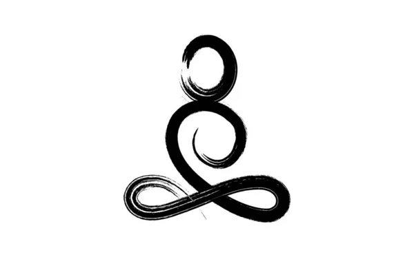 Положення Йоги Чорному Чорнилі Векторні Мазки Символ Абстрактна Жирна Лінія — стоковий вектор