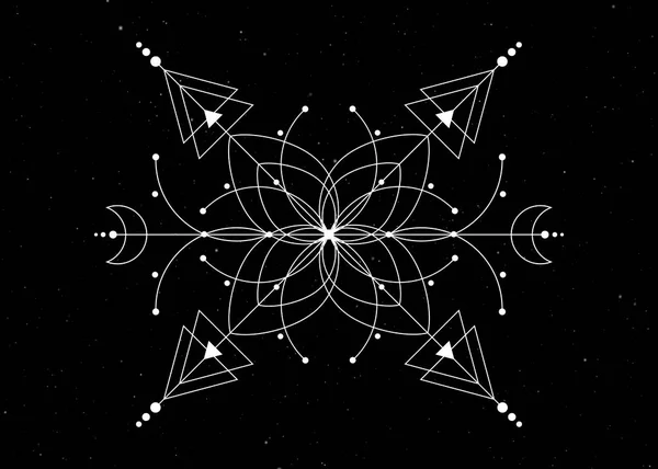 기하학 생명의 수학적 삼각형 에너지의 연금술 신비주의의 상징들 벡터는 은하계를 — 스톡 벡터