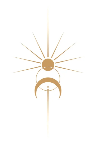 Художественный Клипарт Солнце Луна Татуировка Логотипа Wicca Outline Мистическая Священная — стоковый вектор