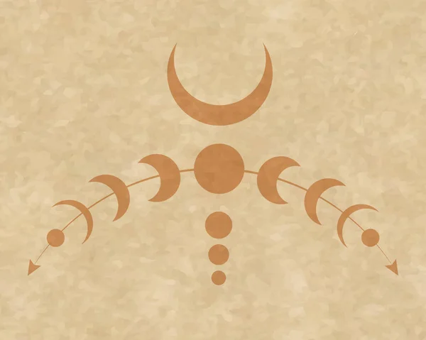 Marco Wicca Fases Lunares Místicas Geometría Sagrada Logo Luna Creciente — Vector de stock