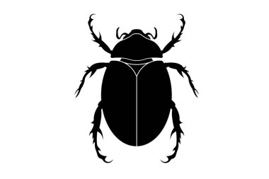 Böcek böceğinin siyah silueti. Beyaz arka planda izole edilmiş vektör böcek. 