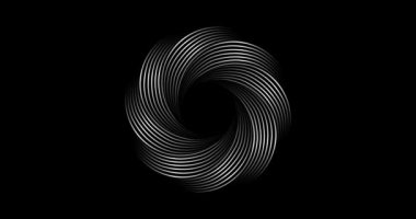 Metalik Soyut Çiçek Girdabının 3 boyutlu animasyonu, siyah arkaplanda izole edilmiş geometrik dairelerin hareketi. Video Teknolojisi dalga elementleriyle mandala 'yı geziyor