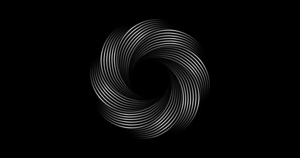 金属抽象花涡旋的3D动画 在黑色背景上孤立几何圆环的运动 波阵元中的圆形曼达拉环路视频技术 — 图库视频影像