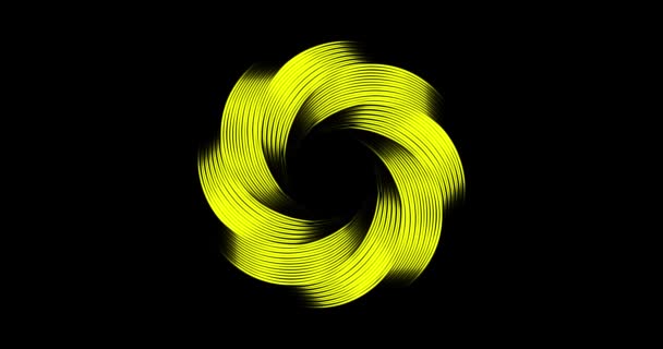 Animação Amarelo Metálico Abstract Flower Vortex Movimento Círculos Geométricos Design — Vídeo de Stock
