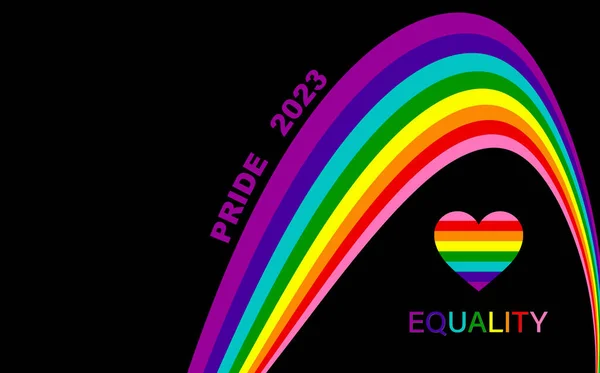 Gay Pride 2023 Sventola Bandiera Arcobaleno Modello Lgbtqia Uguaglianza Inclusività — Vettoriale Stock