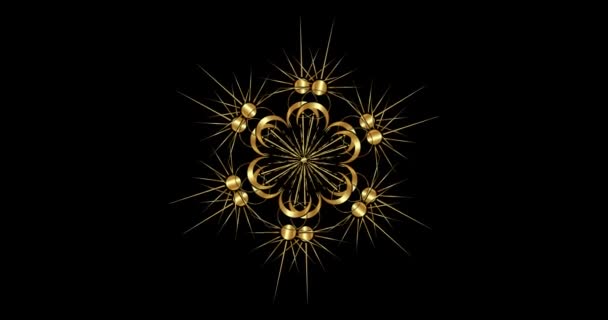 Altın Çiçekli Mandala Nın Animasyonu Güneş Mistik Cadı Kutsal Geometrisi — Stok video