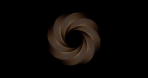 Animação Ouro Metálico Abstract Flower Vortex Movimento Círculos Geométricos Design — Vídeo de Stock