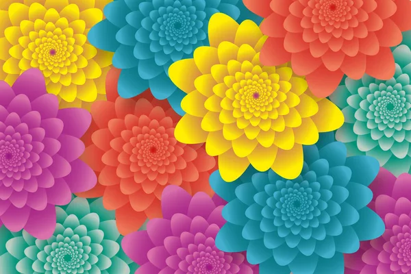 Kolorowe Kwiaty Wzór Tło Papier Wyciąć Styl Dla Ulotki Biznes — Wektor stockowy