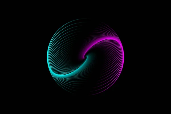 Projeto Esfera Círculo Brilhante Logotipo Elegante Túnel Neon Abstrato Linhas —  Vetores de Stock