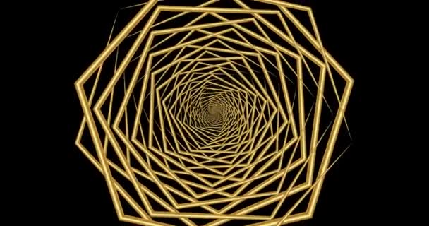 Looping Hexagonal Repetição Rotação Geométrica Animação Fundo Ouro Cor Luxo — Vídeo de Stock