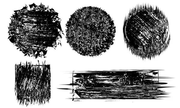 Black Grunge Post Timbres Collection Cercles Bannières Insignes Logos Icônes — Image vectorielle