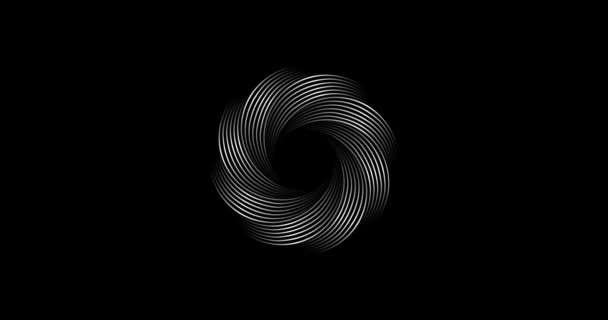 Animation 3D de Metallic Abstract Flower Vortex, mouvement de cercles géométriques isolés sur fond noir. Boucle Clip vidéo Technologie mandala rond dans les éléments de vague