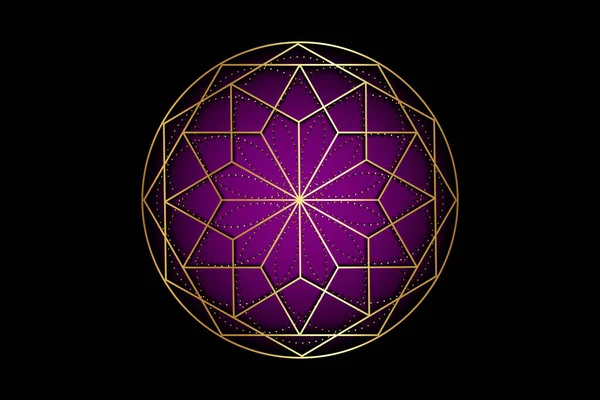 Mandala Géométrie Antique Sacrée Symboles Chakra Sahasrara Couleur Violette Chakra — Image vectorielle