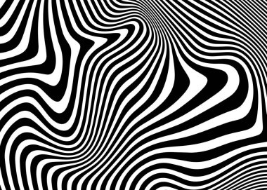 Dalgalı çizgileri olan soyut operasyon sanat dokusu. Çarpık çizgileri olan yaratıcı bir arkaplan. Çizgili çapraz çizgiler, çarpıtmalı tasarım, vektör şablonu