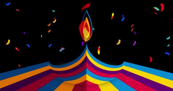 Glad Diwali Animation Indiska Lampor Festival Video Mall Hindu Diwali — Stockvideo