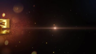 2024 Mutlu Yıllar, 3D özel efekt, 2024 altın metin animasyon Kara fon izole. Parlayan metal numaralarının şenlikli bir çizimi. Lüks tatil görüntüleri