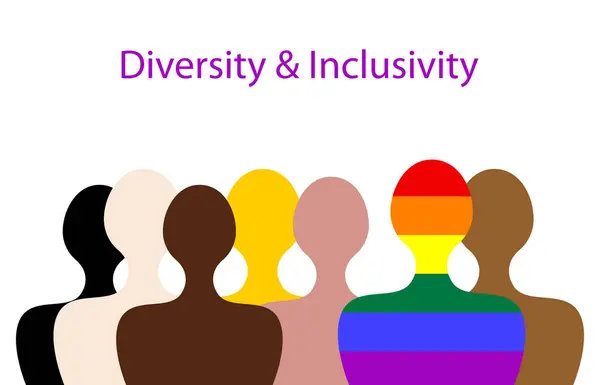 Inclusión Diversidad Siluetas Personas Set Lgbtq Concepto Orgullo Gay Banner Gráficos Vectoriales