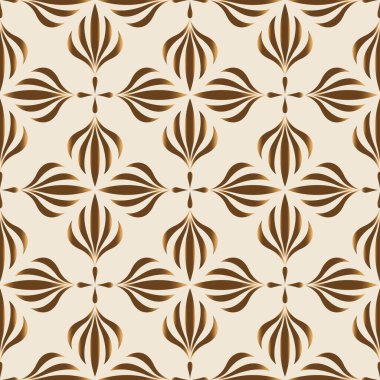 Çiçeksiz desen. Altın rengi Art Nouveau fayanslarıyla eski tarz geometrik doku. Vektör geometrik dekoratif yaprak dokusu antika beyaz arkaplan soyut sanat deco tarzı izole