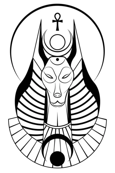 Porträtt Antika Egyptiska Guden Anubis Gudom Med Hundhuvud Dödens Guds Vektorgrafik