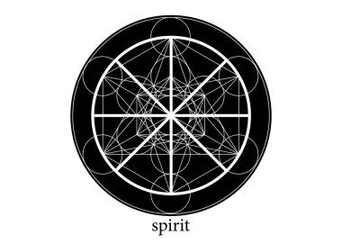 Spirit symbol wicca alchemy icon, Sacred Geometry, Magic logo design of the spiritual sign. Black and white vector mandala isolated on white background  clipart