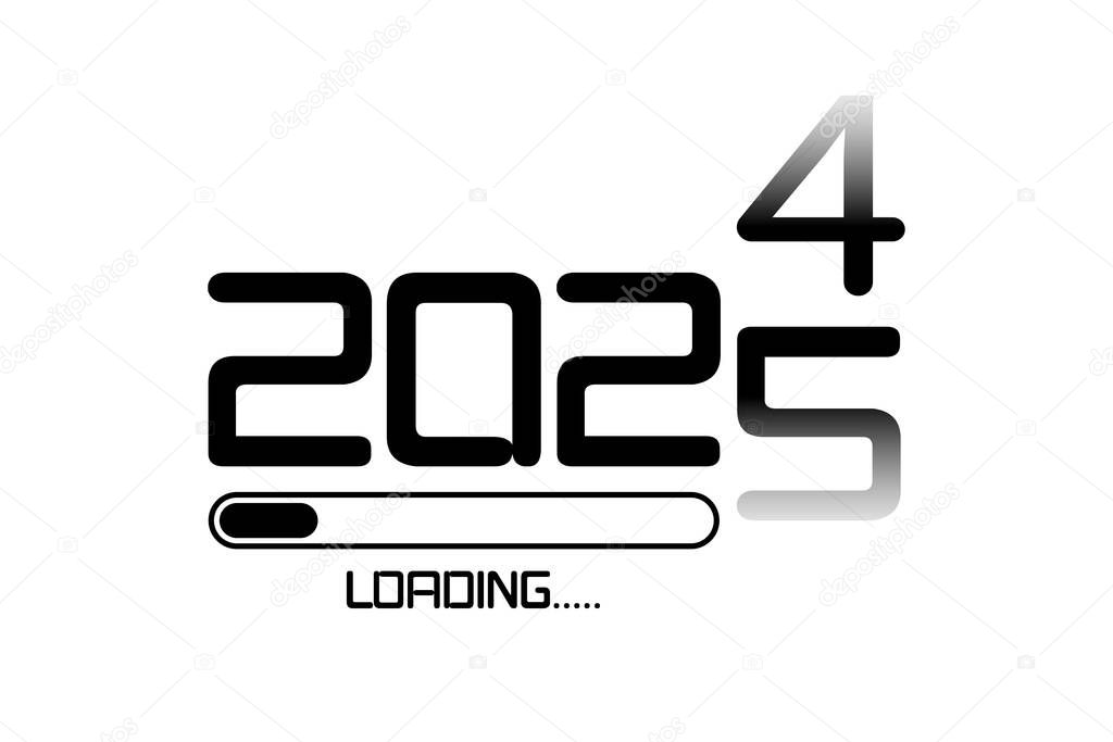2024 loading to up 2025 icon flat style. Progress bar almost reaching Happy new year. Vector illustration with 2025 loading. Isolated or white background