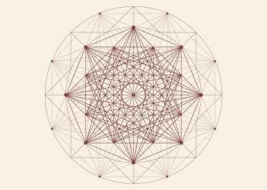 Kutsal Geometri sembolü, telgraf stili. Simya ezoterik sekizgenin geometrik mistik mandala 'sı. Gizemli sekiz köşeli yıldız çizgisi vektörü ilahi meditasyon tılsımı, klasik arka planda izole edilmiş.