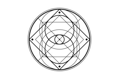 Vesica Piscis, Kutsal Geometri, mistik üçüncü göz geometrik logo tasarımı. Takdir 'in Okült Amblemi, hepsi göz koruması, şans, sihir görüyor. Tanrı 'nın gözü masonik işareti beyaz arka planda izole edilmiş.