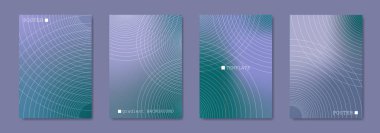 Soyut poster arkaplanı, mavi gradyan kart şablon koleksiyonu. Minimum kapak çizgisi hareket halinde. Sosyal medya, el ilanları, kopyalama alanı olan müzik için vektör illüstrasyon afişleri
