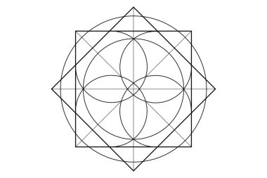 Kutsal Geometri sembolü. Simya ezoterik hayat çiçeğinin logo simgesi Geometrik mistik mandala. Mistik nilüfer çiçeği, siyah vektör dövmesi ilahi meditasyon tılsımı beyaz arka planda izole edilmiş.