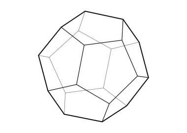 Üç boyutlu on iki yüzlü model, vektör illüstrasyon platonik katı beyaz arka planda izole 