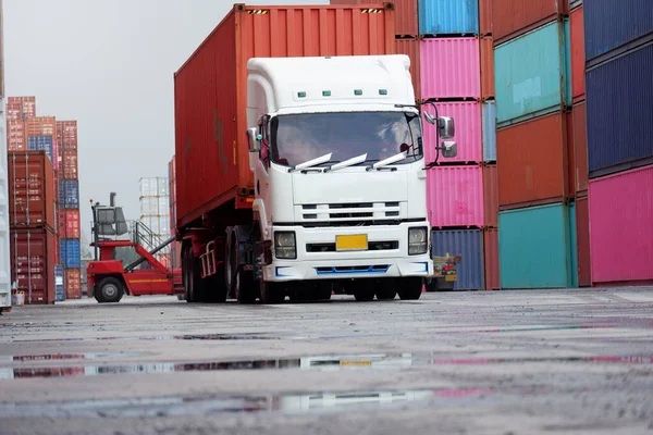 Logistic Cargo Semi Trailer Port — Stock Photo, Image