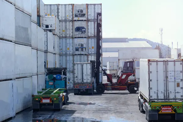 Підйомні Контейнери Вантажівки Точки Зору Промисловості — стокове фото