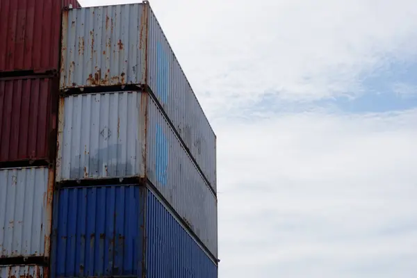 Industricontainerlådor Från Lastfartyg För Import — Stockfoto