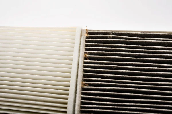 Comparison Ditry Clean Cabin Filter Car — Stock Photo, Image