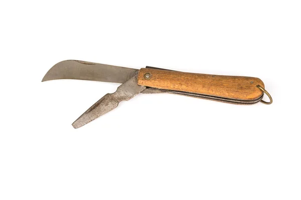 木製のハンドル付きガーデンポケットナイフ — ストック写真