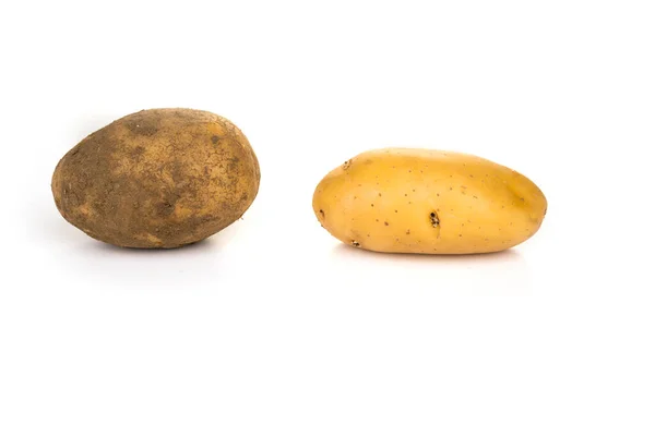 Yıkanmış Yıkanmamış Patateslerin Karşılaştırılması Temiz Kirli Kavram — Stok fotoğraf