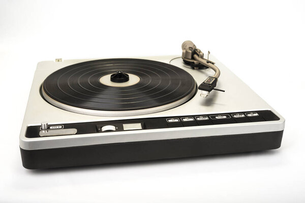 Hi-fi turntable from 80s on a white