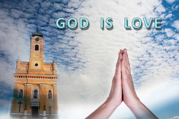 God is love. Motivational and educational sign